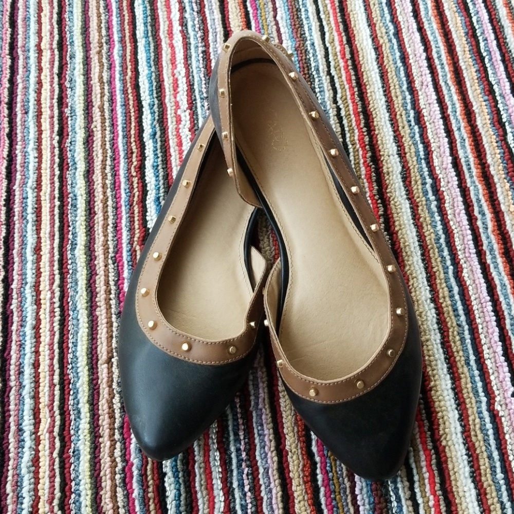 Black Flats with brown trim